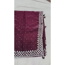 embroidery saree majenta