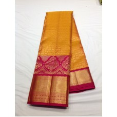 kanjivaram mustard /red constrast