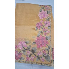 embroidery saree yellow